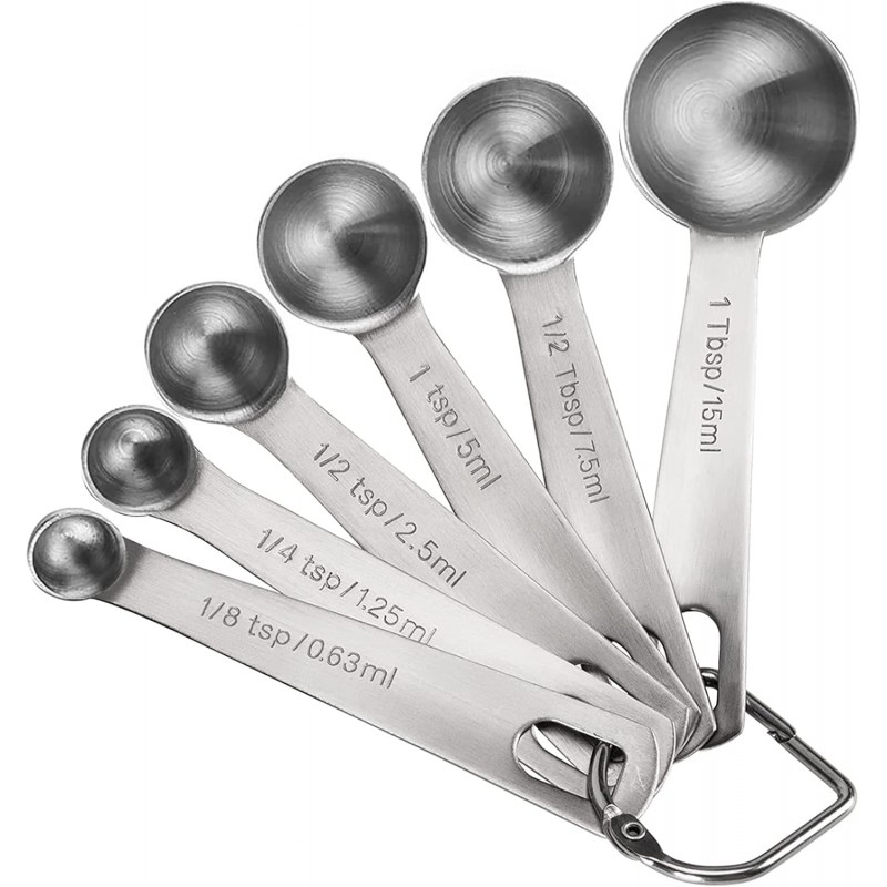 Measuring Spoons, Premium Heavy Duty Stainless Steel Measuring Spoons Cups Set, Small Tablespoon with Metric and US Measurements, Set of 6 for Measuring Dry and Liquid Ingredients