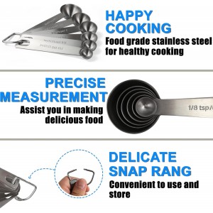 Measuring Spoons, Premium Heavy Duty Stainless Steel Measuring Spoons Cups Set, Small Tablespoon with Metric and US Measurements, Set of 6 for Measuring Dry and Liquid Ingredients