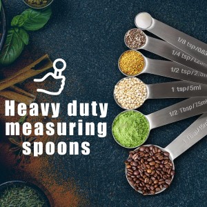 Measuring Spoons, Premium Heavy Duty Stainless Steel Measuring Spoons Cups Set, Small Tablespoon with Metric and US Measurements, Set of 6 for Measuring Dry and Liquid Ingredients