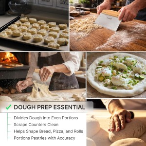 Dough Cutter for Bread and Pizza Dough - Stainless Steel Metal Griddle Scraper Chopper - Multipurpose Bench Scraper Kitchen Utensil for Flat Top Griddle - Commercial Quality