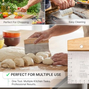 Dough Cutter for Bread and Pizza Dough - Stainless Steel Metal Griddle Scraper Chopper - Multipurpose Bench Scraper Kitchen Utensil for Flat Top Griddle - Commercial Quality