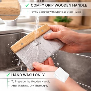 Dough Cutter for Bread and Pizza Dough - Stainless Steel Metal Griddle Scraper Chopper - Multipurpose Bench Scraper Kitchen Utensil for Flat Top Griddle - Commercial Quality