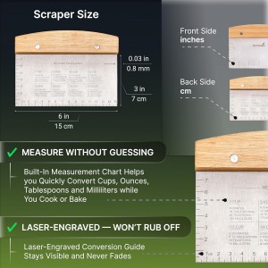 Dough Cutter for Bread and Pizza Dough - Stainless Steel Metal Griddle Scraper Chopper - Multipurpose Bench Scraper Kitchen Utensil for Flat Top Griddle - Commercial Quality