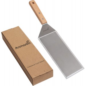 Stainless Steel Metal Griddle 4 x 8 inch Spatula - Spatula Hamburger Turner Scraper - Pancake Flipper - Great for BBQ Grill and Flat Top Griddle - Commercial Grade