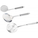 Tenta tenta kitchen Solid Stainless Steel Spider Strainer Skimmer Ladle for Cooking and Frying, Kitchen Utensils Wire Strainer Pasta Strainer Spoon Hot Pot Fat Skimmer Spoon Set of 3