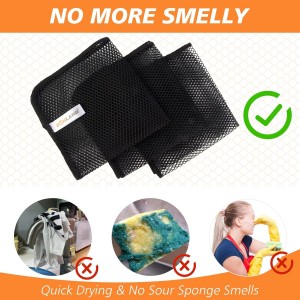 SUNLAND Netted Dish Cloths for Washing Dishes No Odor Dishes Scrubber for Kitchen-Fast Drying and Easy to Clean Mesh Dish Cloth 6 Pack 12Inch x12Inch Black
