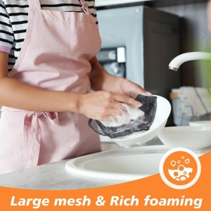 SUNLAND Netted Dish Cloths for Washing Dishes No Odor Dishes Scrubber for Kitchen-Fast Drying and Easy to Clean Mesh Dish Cloth 6 Pack 12Inch x12Inch Black