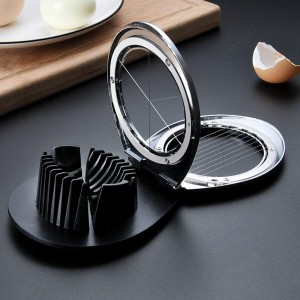 Egg Slicer Egg Cutter Egg Wedger For Hard Boiled Eggs,Stainless Steel Wire with 3 Slicing Styles Silver&Black