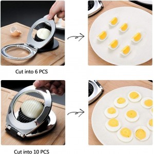 Egg Slicer Egg Cutter Egg Wedger For Hard Boiled Eggs,Stainless Steel Wire with 3 Slicing Styles Silver&Black