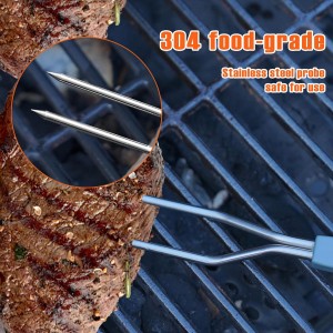 Meat Thermometer Fork for BBQ & Grilling – Instant Read Food Thermometer with Preset Meat Temperatures, Long Heat-Safe Handle, Backlit LCD for Steak, Chicken & Outdoor Cooking, Black