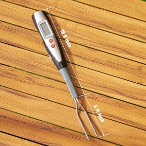 Meat Thermometer Fork for BBQ & Grilling – Instant Read Food Thermometer with Preset Meat Temperatures, Long Heat-Safe Handle, Backlit LCD for Steak, Chicken & Outdoor Cooking, Black
