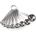 Measuring Spoons: U-Taste 18/8 Stainless Steel Measuring Spoons Set of 9 Piece: 1/16 TSP, 1/8 TSP, 1/4 TSP, 1/3 TSP, 1/2 TSP, 3/4 TSP, 1 TSP, 1/2 tbsp & 1 tbsp Dry and Liquid Ingredients