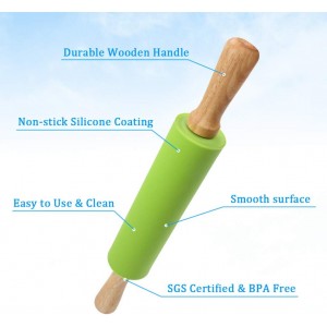 Ewinever 1Set Rolling Pin Pastry Mat Set Non-Stick 6 in 1 Dough Roller Baking Kit with Pastry Cutter Reusable Kneading Mat Scraper Basting Brush