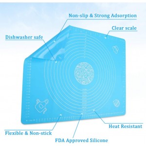 Ewinever 1Set Rolling Pin Pastry Mat Set Non-Stick 6 in 1 Dough Roller Baking Kit with Pastry Cutter Reusable Kneading Mat Scraper Basting Brush