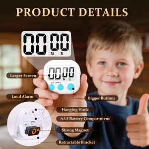 6 Pack Digital Kitchen Timer Small Classroom Timers for Kids Teachers (Blue&White)
