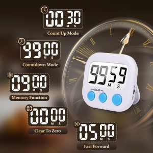 6 Pack Digital Kitchen Timer Small Classroom Timers for Kids Teachers (Blue&White)