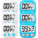 6 Pack Digital Kitchen Timer Small Classroom Timers for Kids Teachers (Blue&White)