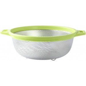 Stainless Steel Colander With Handle and Legs, Large Metal Green Strainer for Pasta, Spaghetti, Berry, Veggies, Fruits, Noodles, Salads, 5-quart 10.5” Kitchen Mesh Colander, Dishwasher Safe