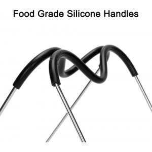 Steamer Rack Trivet with Heat Resistant Silicone Handles Compatible with Instant Pot Accessories 6 Qt 8 Quart, Stainless Steam Rack Pressure Cooker Trivet - Long Handles for Easy Chicken & Pot Removal