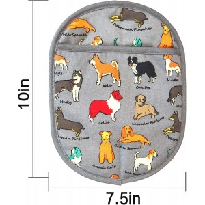 Pot Holders Set of 2 with Transparent Clear Silicone Shell and Nice Dog Printing Cotton Lining, Heat Resistant to 500 F Kitchen Oven Gloves Pot Holder for Cooking (Dog Flower, Potholders)