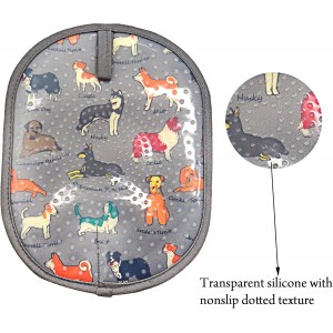 Pot Holders Set of 2 with Transparent Clear Silicone Shell and Nice Dog Printing Cotton Lining, Heat Resistant to 500 F Kitchen Oven Gloves Pot Holder for Cooking (Dog Flower, Potholders)