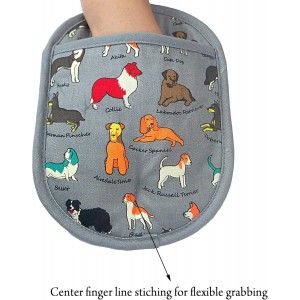 Pot Holders Set of 2 with Transparent Clear Silicone Shell and Nice Dog Printing Cotton Lining, Heat Resistant to 500 F Kitchen Oven Gloves Pot Holder for Cooking (Dog Flower, Potholders)