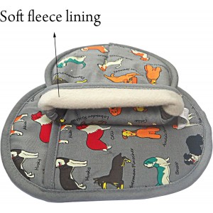 Pot Holders Set of 2 with Transparent Clear Silicone Shell and Nice Dog Printing Cotton Lining, Heat Resistant to 500 F Kitchen Oven Gloves Pot Holder for Cooking (Dog Flower, Potholders)