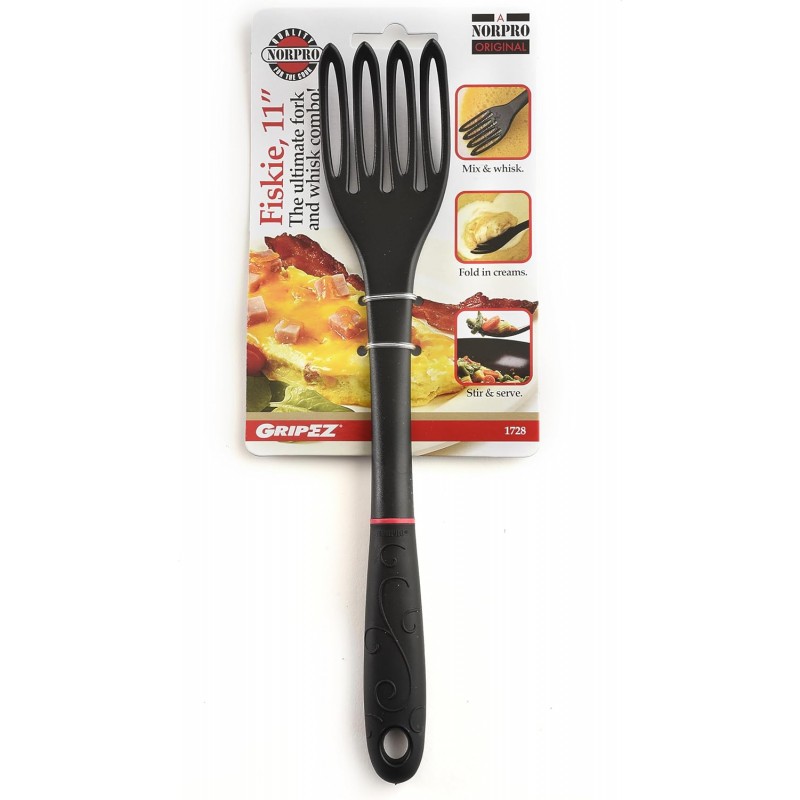 Norpro 1728 Grip-EZ Fiskie, 11 Inch, The Ultimate Fork-and-Whisk Combo, One Size, Black