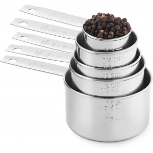 Stainless Steel Measuring Cups, Laxinis world 5 Piece Stackable Measuring Set (1)