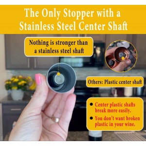 Wine Stoppers Set of 2 - Stainless Steel Wine Bottle Stopper with Silicone Seal, Reusable Beverage Preserver, Freshness Keeper, Premium Bottle Sealers, Ideal Wine Saver Accessory Gift Set