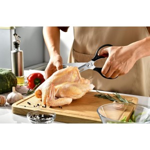 Kitchen Scissors - Heavy Duty Utility Come Apart Kitchen Shears for Chicken, Meat, Food, Vegetables - 9.25 Inch Long Black & Red