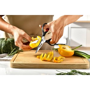 Kitchen Scissors - Heavy Duty Utility Come Apart Kitchen Shears for Chicken, Meat, Food, Vegetables - 9.25 Inch Long Black & Red