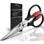 Kitchen Scissors - Heavy Duty Utility Come Apart Kitchen Shears for Chicken, Meat, Food, Vegetables - 9.25 Inch Long Black & Red