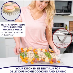 KITCHENATICS Heavy Duty Half Sheet Cooling Racks, Rust Resistant Stainless Steel Baking Racks, Wire Racks Fit Half Sheet Pan, Bacon Grill Rack for Oven, Cookie Cooling Racks 11.8