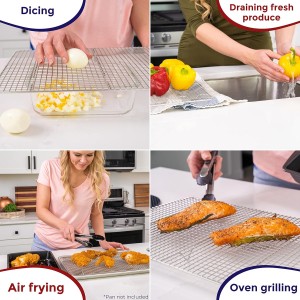 KITCHENATICS Heavy Duty Half Sheet Cooling Racks, Rust Resistant Stainless Steel Baking Racks, Wire Racks Fit Half Sheet Pan, Bacon Grill Rack for Oven, Cookie Cooling Racks 11.8