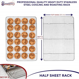 KITCHENATICS Heavy Duty Half Sheet Cooling Racks, Rust Resistant Stainless Steel Baking Racks, Wire Racks Fit Half Sheet Pan, Bacon Grill Rack for Oven, Cookie Cooling Racks 11.8