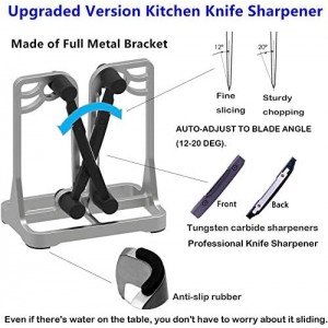 Knife Sharpener, Knife Sharpener Tool with Self-Adjusting, Stainless Steel and Tungsten Carbide, Knife Sharpeners for Kitchen Knives Helps Repair Sharpens, Hones, Polishes Blades