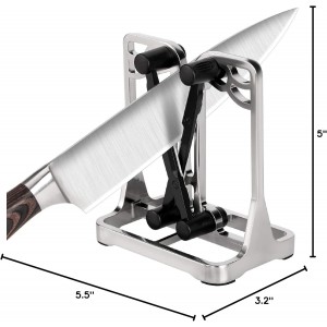 Knife Sharpener, Knife Sharpener Tool with Self-Adjusting, Stainless Steel and Tungsten Carbide, Knife Sharpeners for Kitchen Knives Helps Repair Sharpens, Hones, Polishes Blades