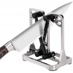Knife Sharpener, Knife Sharpener Tool with Self-Adjusting, Stainless Steel and Tungsten Carbide, Knife Sharpeners for Kitchen Knives Helps Repair Sharpens, Hones, Polishes Blades