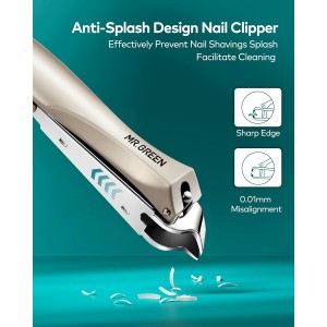 Nail Clipper with Catcher, Slanted Edge Nail Cutting Clippers Stainless Steel Fingernail Cutter Trim with File for Men and Women Mr-1115plus