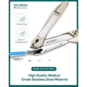 Nail Clipper with Catcher, Slanted Edge Nail Cutting Clippers Stainless Steel Fingernail Cutter Trim with File for Men and Women Mr-1115plus