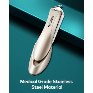 Nail Clipper with Catcher, Slanted Edge Nail Cutting Clippers Stainless Steel Fingernail Cutter Trim with File for Men and Women Mr-1115plus