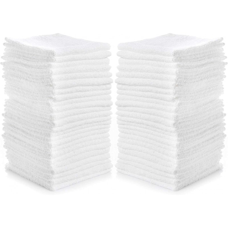 Simpli-Magic Cotton Washcloths White, 40 Pack, Size: 12”x12”