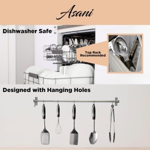 Asani 25-Piece Stainless Steel Kitchen Utensil Set | Non-Stick Cooking Gadgets and Tools Kit | Durable Dishwasher-Safe Cookware Set | Kitchenware Gift Idea, Best New Apartment Essentials