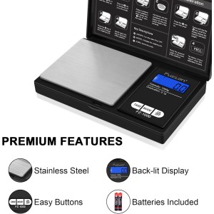 Fuzion Digital Pocket Gram Scale 1000g/0.1g, Small Digital Scales Grams Ounces Grains, Herb Scale, Jewelry Scale, Portable Travel Food Scale