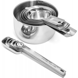 Hudson Essentials Stainless Steel Measuring Cups and Spoons Set (15 Piece Set)