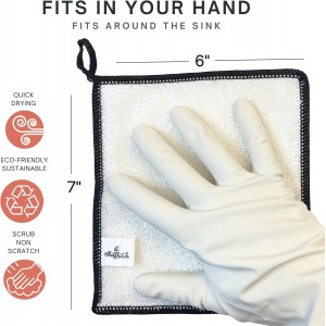 Whiffkitch Dishcloths Dishrags for Kitchen and Household Cleaning 6x7 6-Pack Non-Scratch 2-Ply Weave, Bamboo-Rayon Fabric, Absorbent, Washable, Long-Lasting