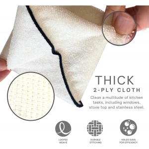 Whiffkitch Dishcloths Dishrags for Kitchen and Household Cleaning 6x7 6-Pack Non-Scratch 2-Ply Weave, Bamboo-Rayon Fabric, Absorbent, Washable, Long-Lasting