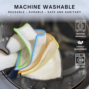 Whiffkitch Dishcloths Dishrags for Kitchen and Household Cleaning 6x7 6-Pack Non-Scratch 2-Ply Weave, Bamboo-Rayon Fabric, Absorbent, Washable, Long-Lasting