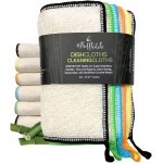 Whiffkitch Dishcloths Dishrags for Kitchen and Household Cleaning 6x7 6-Pack Non-Scratch 2-Ply Weave, Bamboo-Rayon Fabric, Absorbent, Washable, Long-Lasting